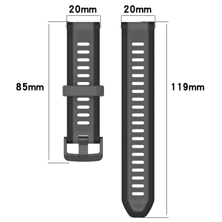 For Garmin Active 5 20mm Two Color Textured Silicone Watch Band(White+Grey)