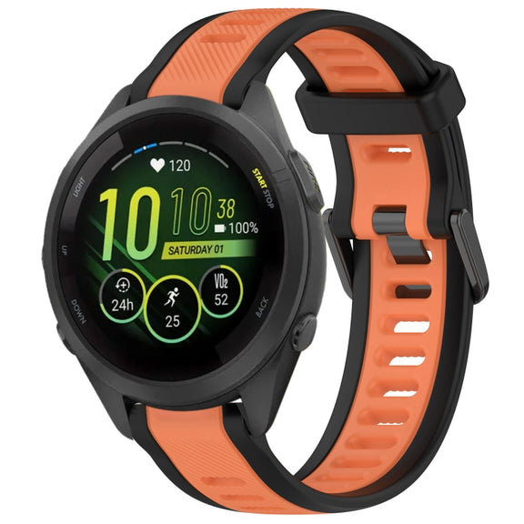 For Garmin Forerunner 265S 18mm Two Color Textured Silicone Watch Band(Orange+Black)