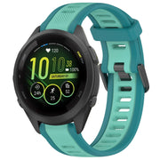 For Garmin Forerunner 265S 18mm Two Color Textured Silicone Watch Band(Teal)
