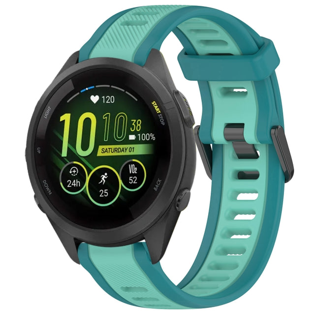 For Garmin Forerunner 265S 18mm Two Color Textured Silicone Watch Band(Teal)