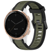For Garmin Active S 18mm Two Color Textured Silicone Watch Band(Green+Black)