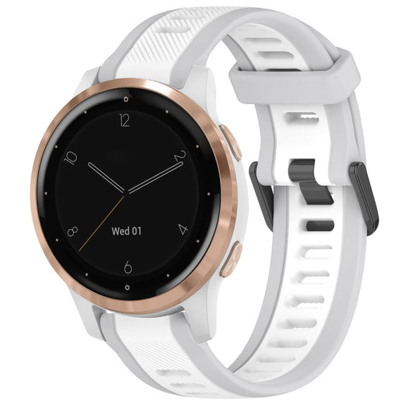 For Garmin Active S 18mm Two Color Textured Silicone Watch Band(White+Grey)