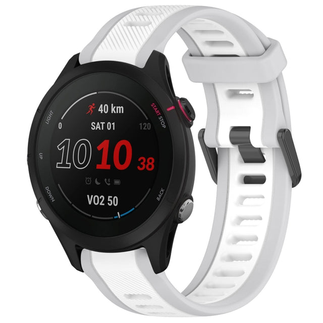 For Garmin Forerunner 255S Music 18mm Two Color Textured Silicone Watch Band(White+Grey)