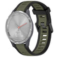 For Garmin Vivomove 3S 18mm Two Color Textured Silicone Watch Band(Green+Black) - Watch Bands by PMC TechLife | Online Shopping South Africa | PMC TechLife