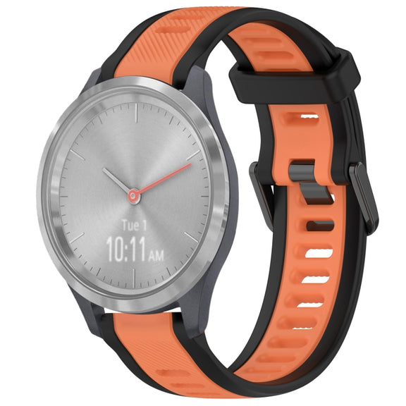 For Garmin Vivomove 3S 18mm Two Color Textured Silicone Watch Band(Orange+Black)