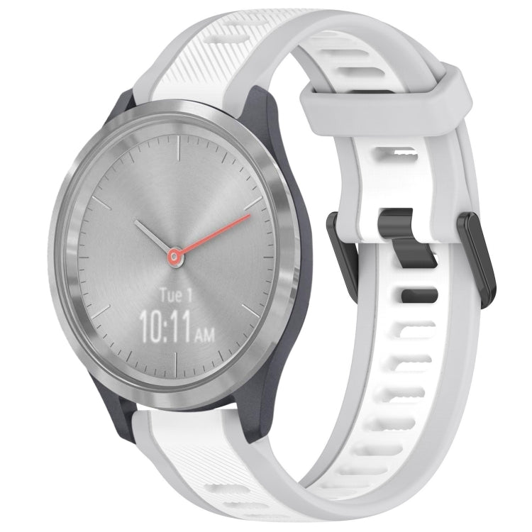 For Garmin Vivomove 3S 18mm Two Color Textured Silicone Watch Band(White+Grey)
