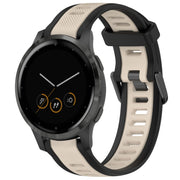 For Garmin Vivoactive 4S 18mm Two Color Textured Silicone Watch Band(Starlight + Black)