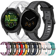 For Garmin Active S 18mm Two Color Textured Silicone Watch Band(Midnight Blue+Black)