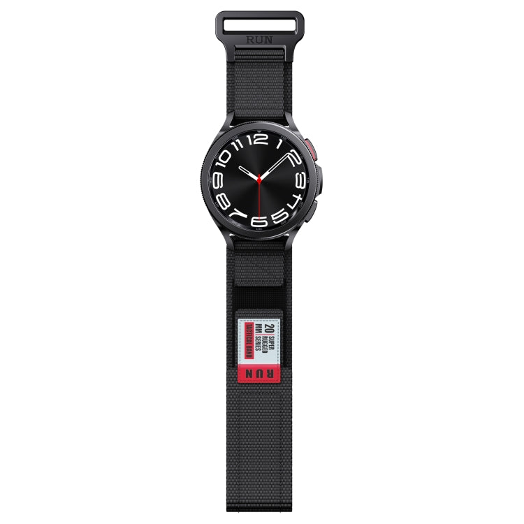 20mm Two Color Nylon Canvas Hook And Loop Fastener Watch Band(Black+Red)