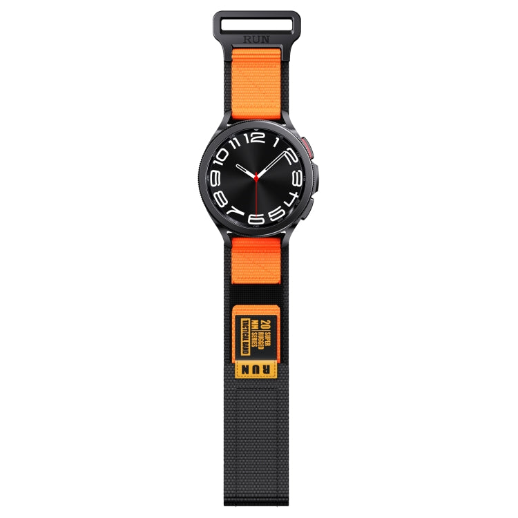 20mm Two Color Nylon Canvas Hook And Loop Fastener Watch Band(Black+Orange)