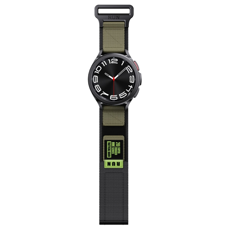 20mm Two Color Nylon Canvas Hook And Loop Fastener Watch Band(Black+Green)