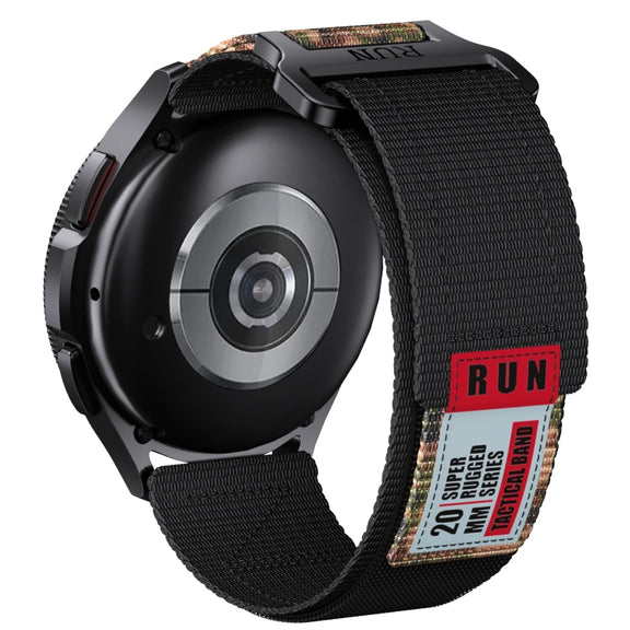 20mm Two Color Nylon Canvas Hook And Loop Fastener Watch Band(Black+Camouflage)