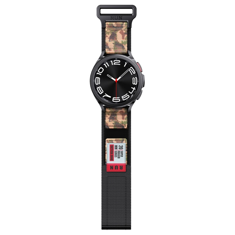 20mm Two Color Nylon Canvas Hook And Loop Fastener Watch Band(Black+Camouflage)