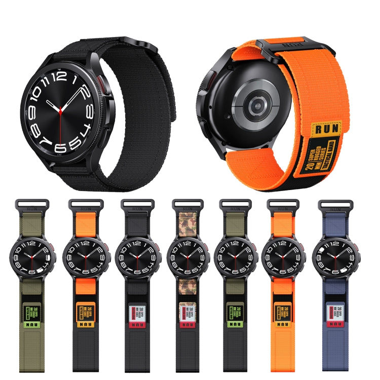 20mm Two Color Nylon Canvas Hook And Loop Fastener Watch Band(Orange+Black)