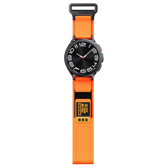 22mm Two Color Nylon Canvas Hook And Loop Fastener Watch Band(Orange+Black)
