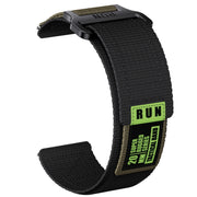 22mm Two Color Nylon Canvas Hook And Loop Fastener Watch Band(Black+Green)