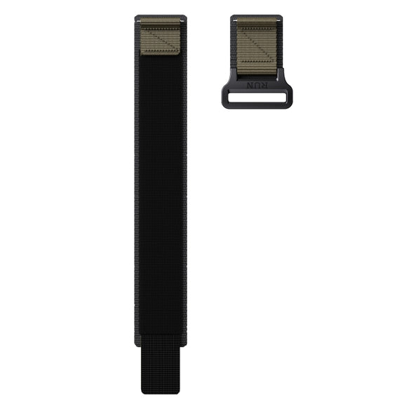 22mm Two Color Nylon Canvas Hook And Loop Fastener Watch Band(Black+Green)