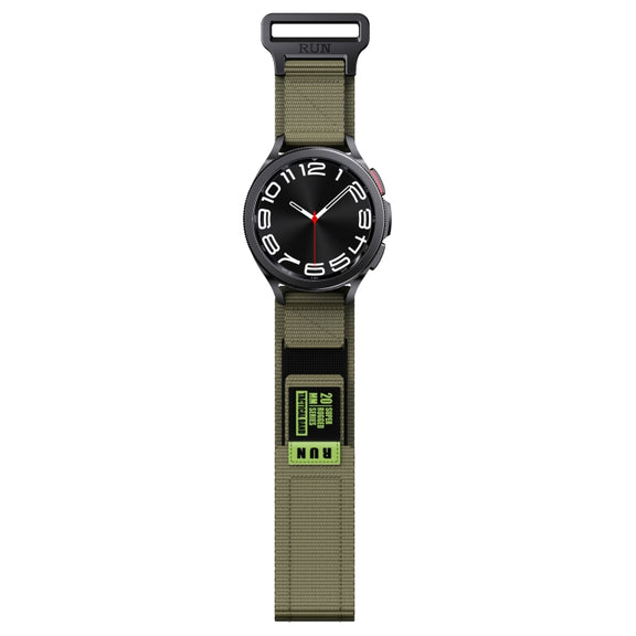 22mm Two Color Nylon Canvas Hook And Loop Fastener Watch Band(Army Green+Black)