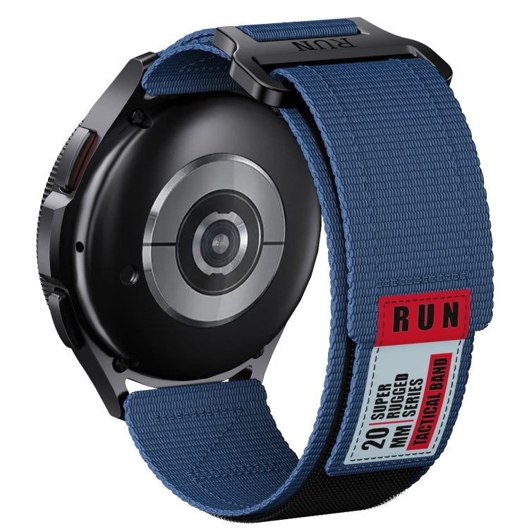 22mm Two Color Nylon Canvas Hook And Loop Fastener Watch Band(Blue+Red)