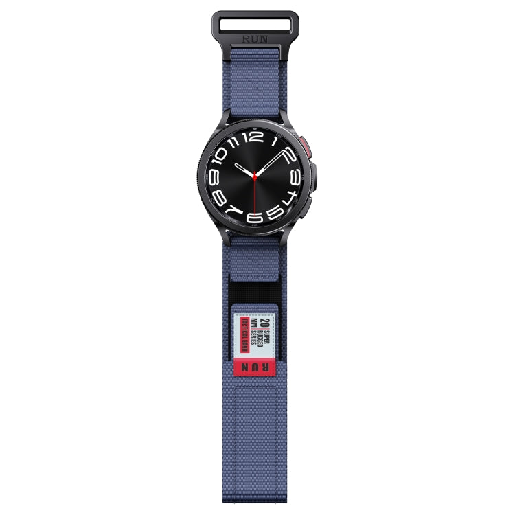 22mm Two Color Nylon Canvas Hook And Loop Fastener Watch Band(Blue+Red)
