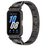 For Samsung Galaxy Fit 3 X Shaped Dual Row Diamond Metal Frame Watch Band(Black)