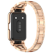 For Samsung Galaxy Fit 3 X Shaped Dual Row Diamond Metal Frame Watch Band(Rose Gold)