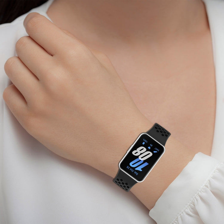 For Samsung Galaxy Fit 3 Hole Style Magnetic Folding Buckle Silicone Watch Band(Midnight Blue)
