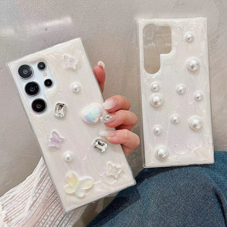 For Samsung Galaxy S25 Ultra 5G Cream Gum Decoden TPU Phone Case(Butterfly)