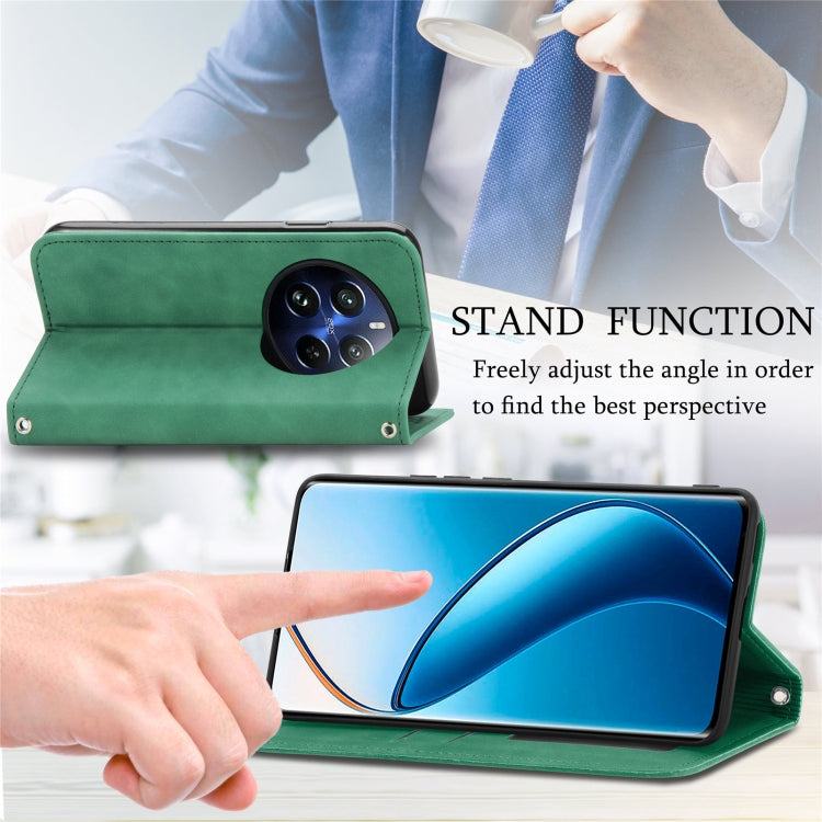 For Realme 12 Pro Retro Skin Feel Magnetic Leather Phone Case(Green)