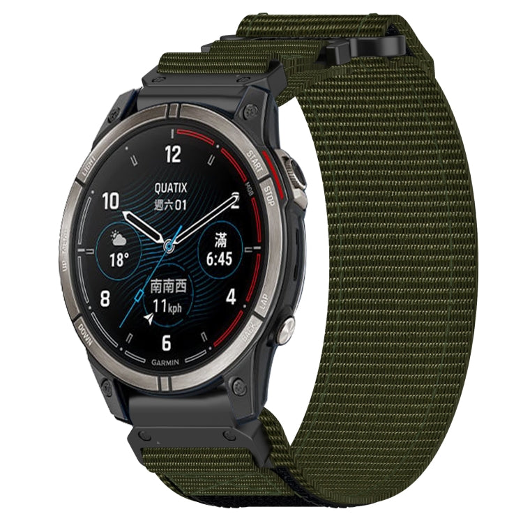 For Garmin Quatix 7 Pro 22mm Nylon Hook And Loop Fastener Watch Band(Army Green)