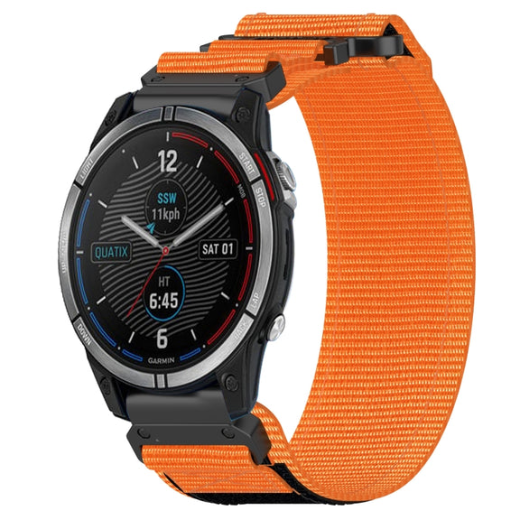 For Garmin Quatix 7 22mm Nylon Hook And Loop Fastener Watch Band(Orange)