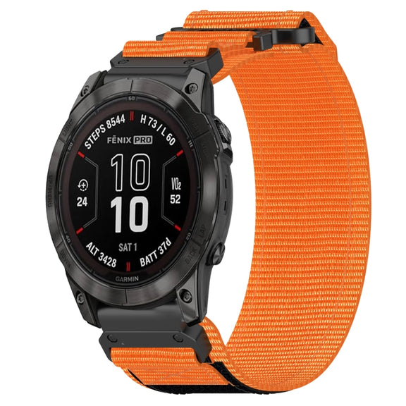 For Garmin Fenix 7 Pro 47mm 22mm Nylon Hook And Loop Fastener Watch Band(Orange)