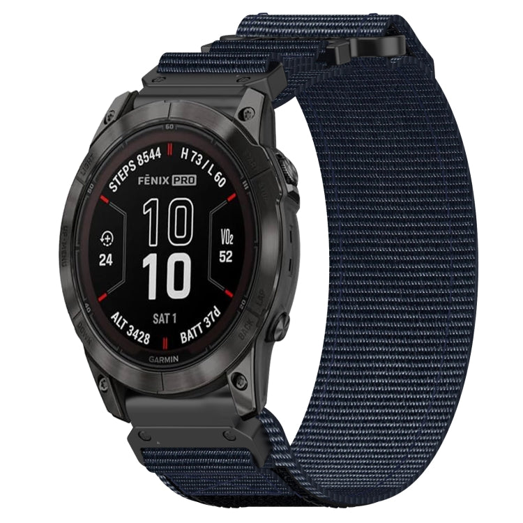 For Garmin Fenix 7 Pro 47mm 22mm Nylon Hook And Loop Fastener Watch Band(Blue)