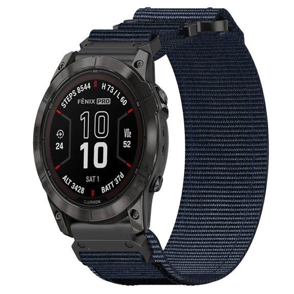 For Garmin Fenix 7 Pro 47mm 22mm Nylon Hook And Loop Fastener Watch Band(Blue)