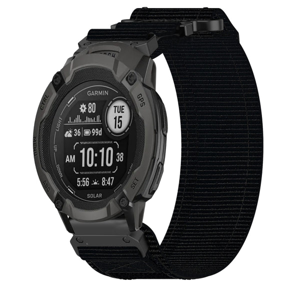 For Garmin  Instinct 2 Solar 22mm Nylon Hook And Loop Fastener Watch Band(Black)