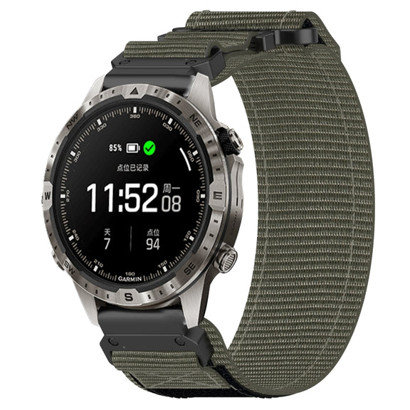 For Garmin MARQ Adventurer Gen 2 22mm Nylon Hook And Loop Fastener Watch Band(Grey)