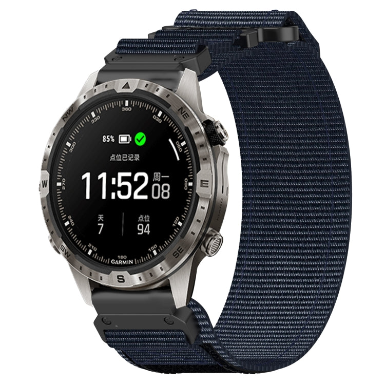 For Garmin MARQ Adventurer Gen 2 22mm Nylon Hook And Loop Fastener Watch Band(Blue)