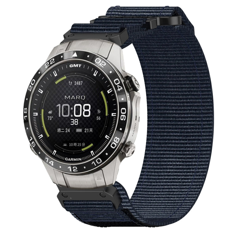 For Garmin MARQ Aviator Gen 2 22mm Nylon Hook And Loop Fastener Watch Band(Blue)