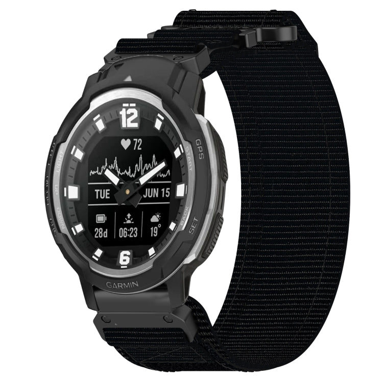 For Garmin Instinct Crossover 22mm Nylon Hook And Loop Fastener Watch Band(Black)