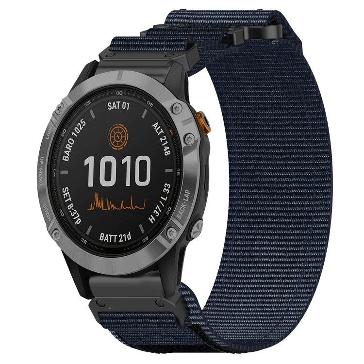 For Garmin Fenix 7 22mm Nylon Hook And Loop Fastener Watch Band(Blue)
