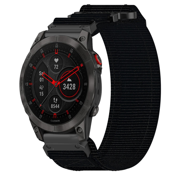 For Garmin EPIX Gen 2 22mm Nylon Hook And Loop Fastener Watch Band(Black)
