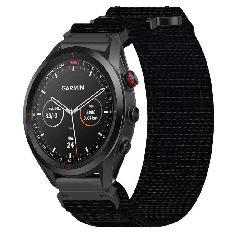 For Garmin Approach S62 22mm Nylon Hook And Loop Fastener Watch Band(Black)