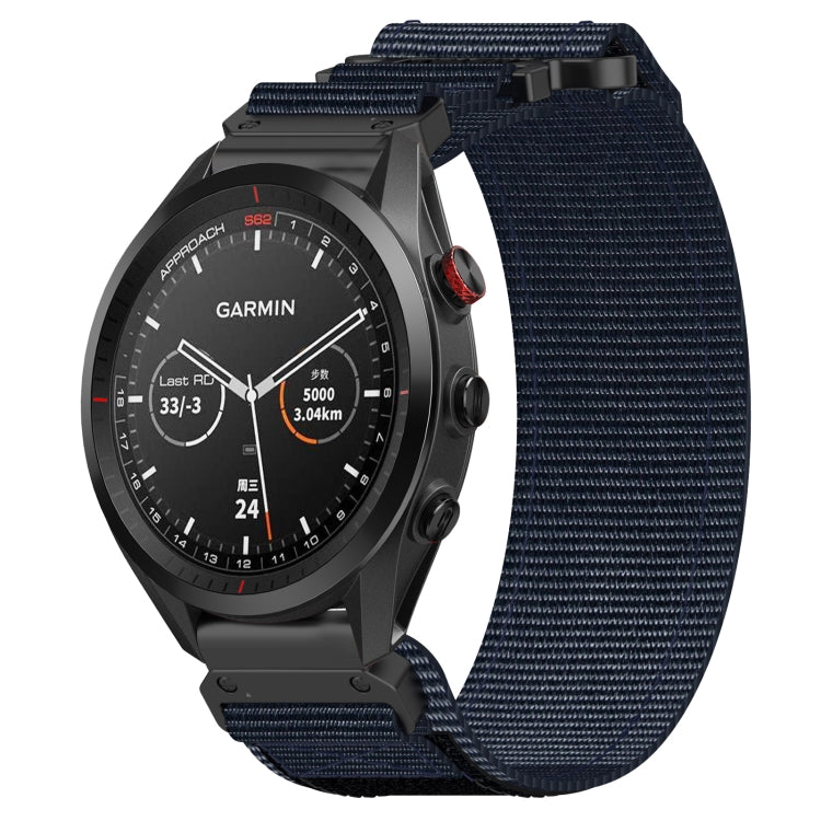 For Garmin Approach S62 22mm Nylon Hook And Loop Fastener Watch Band(Blue)