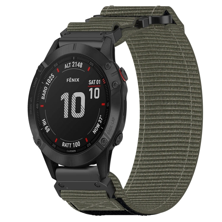 For Garmin Fenix 6 22mm Nylon Hook And Loop Fastener Watch Band(Grey)
