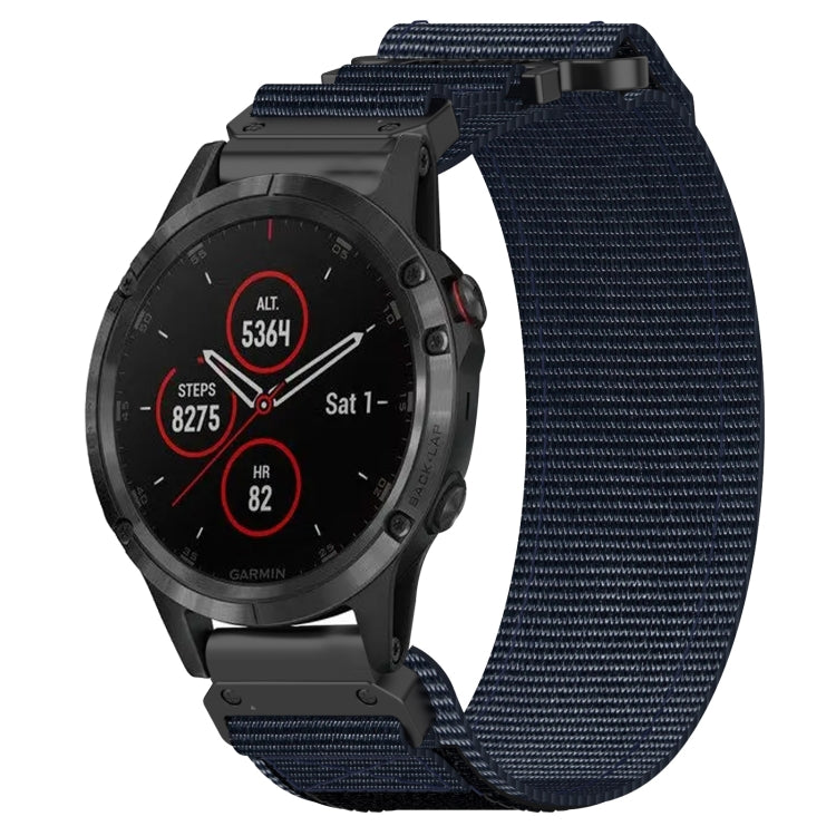 For Garmin Fenix 5 22mm Nylon Hook And Loop Fastener Watch Band(Blue)