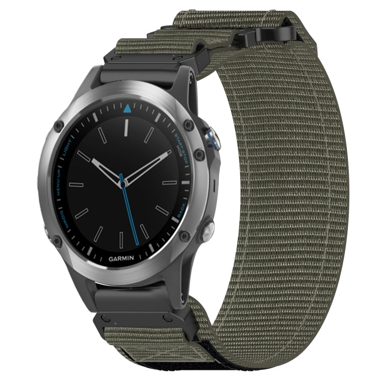 For Garmin Quatix 5 22mm Nylon Hook And Loop Fastener Watch Band(Grey)