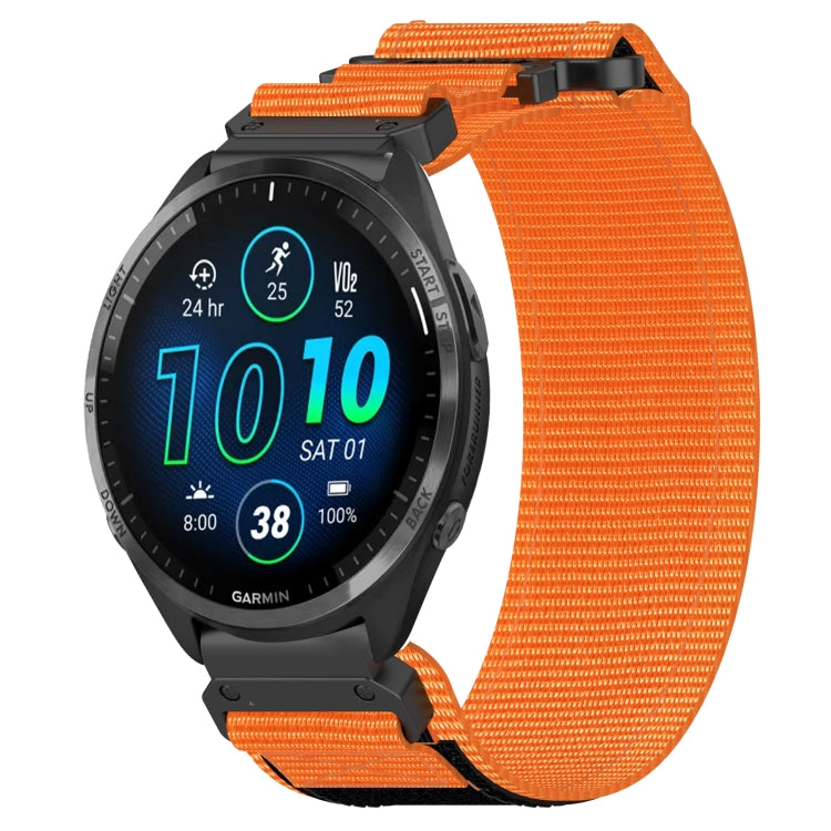 For Garmin Forerunner 965 22mm Nylon Hook And Loop Fastener Watch Band(Orange)
