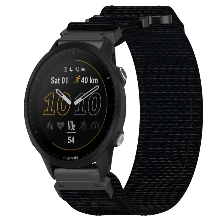 For Garmin Forerunner 955 22mm Nylon Hook And Loop Fastener Watch Band(Black)