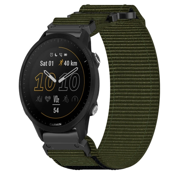 For Garmin Forerunner 955 22mm Nylon Hook And Loop Fastener Watch Band(Army Green)