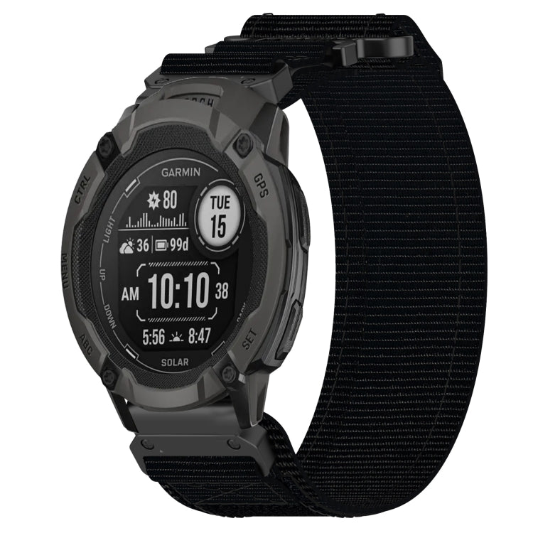 For Garmin Instinct 2 22mm Nylon Hook And Loop Fastener Watch Band(Black)